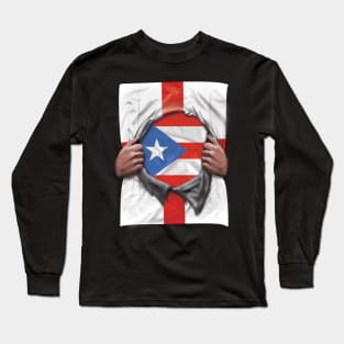 Puerto Rico Flag English Flag Ripped - Gift for Puerto Rican From Puerto Rico Long Sleeve T-Shirt